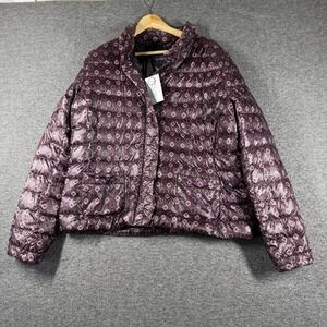 NWT New Lands' End Package Down Jacket Coat Womens XL Tall Purple